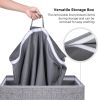 Grey Fabric MDF 2-Compartmant Laundry Hamper Basket with Removeable Cotton Bag