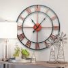 Decorative 18.5-inch Roman Numerals Silent Non-Ticking Wall Clock in Red