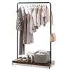 Industrial Style Heavy Duty Metal Pipe Clothes Garment Rack with Bottom Shelf