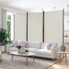 6-Ft White 3-Panel Room Divider Screen with Steel Base and Heavy Duty Hinges
