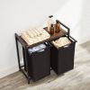 Metal Wood Industrial Modern Laundry Sorter Hamper Black/Brown