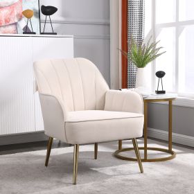 Modern Mid Century Chair velvet Sherpa Armchair for Living Room Bedroom Office Easy Assemble(BEIGE)