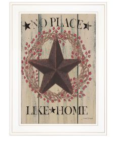 "No Place Like Home Wreath" by Linda Spivey, Ready to Hang Framed Print, White Frame