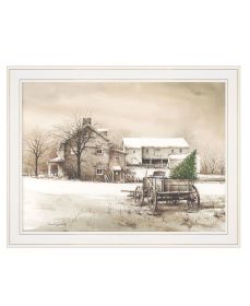 "Bringing Home the Tree" by Artisan John Rossini, Ready to Hang Framed Print, White Frame