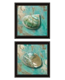 "Azurica I & Sea II" 2-Piece Vignette by Sophie 6, Ready to Hang Framed Print, Black Frame