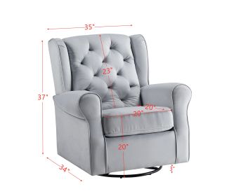 ACME Zeger Swivel Chair w/Glider , Gray Fabric LV00924
