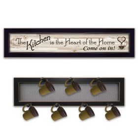 "The Kitchen Vignette" 2-Piece Vignette with 7-Peg Mug Rack by Millwork Engineering, Black Frame