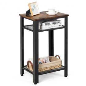 Simple Modern Style 3-Tier Industrial Side End Telephone Table Tall Nightstand