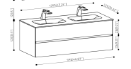 47'' Wall Mounted Single Bathroom Vanity in Ash Gray With Matte Black Solid Surface Vanity Top