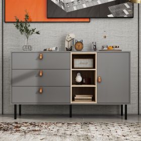 Modern sideboard with three drawers, one door and 3 open shelves