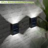 2Pcs Solar Deck Lights Outdoor 2LED Beads Waterproof Sensor Fence Stair Lamps For Patio Landscape Yard White Lighting Color