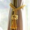 2Pcs Handmade Cotton Rope Curtain Holder Tie Backs Drapes Ball Tiebacks Holdbacks Tassel Home Decor, Yellow