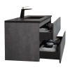 47'' Wall Mounted Single Bathroom Vanity in Ash Gray With Matte Black Solid Surface Vanity Top