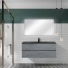 47'' Wall Mounted Single Bathroom Vanity in Ash Gray With Matte Black Solid Surface Vanity Top
