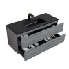 47'' Wall Mounted Single Bathroom Vanity in Ash Gray With Matte Black Solid Surface Vanity Top