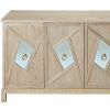 Modern 4-Door Cabinet with Mirrored Decorative Doors,for Bedroom,Living Room,Office,Easy Assembly, Wood Color