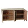 Modern 4-Door Cabinet with Mirrored Decorative Doors,for Bedroom,Living Room,Office,Easy Assembly, Wood Color