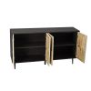 Elegant Vintage 4-Door Cabinet with Carved Effect Decoration Doors,for Bedroom,Living Room,Office,Easy Assembly, Black Frame + Wood Color Door