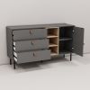 Modern sideboard with three drawers, one door and 3 open shelves