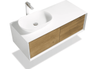 48" Wall Mounted Bathroom Vanity in oak with Sink, Modern Floating Bathroom Vanity Sink Combo