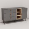 Modern sideboard with three drawers, one door and 3 open shelves