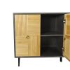 Elegant Vintage 4-Door Cabinet with Carved Effect Decoration Doors,for Bedroom,Living Room,Office,Easy Assembly, Black Frame + Wood Color Door