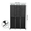 3 Panel Room Divider 6Ft Wood Folding Privacy Screen Black Room Separator Free Standing Wall Dividers (Black)