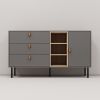 Modern sideboard with three drawers, one door and 3 open shelves