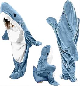 Ambitelligence Shark Blanket Hoodie Onesie For Adults And Kids, Cozy Flannel Shark Costume Shark Sleeping Bag (Option: 76in)