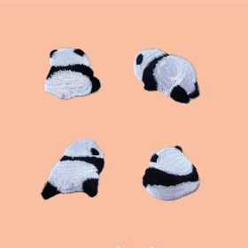 Shoes And Hat Decoration Cute Panda Embroidered Cloth Stickers (Option: 4Pcs Self adhesive style)