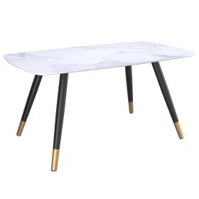 EMERY (Color: WHITE FAUX MARBLE/BLACK)