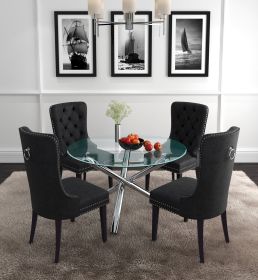 ZEVON (Color: CHROME TABLE/BLACK CHAIR)
