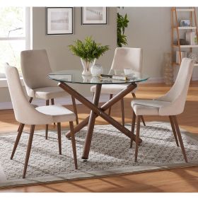 RIMO (Color: WALNUT TABLE/BEIGE CHAIR)