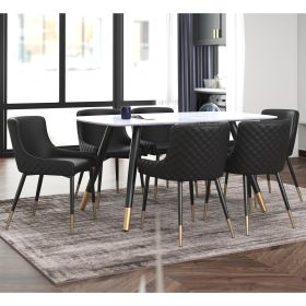 EXTON (Color: WHITE FAUX MARBLE TABLE/BLACK CHAIR)