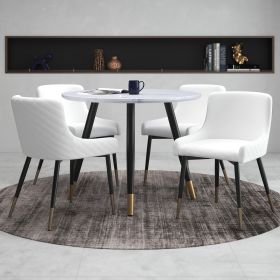 EXTON (Color: WHITE FAUX MARBLE TABLE/WHITE CHAIR)