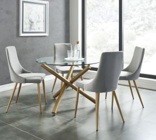 EROS (Color: AGED GOLD TABLE/GREY CHAIR)