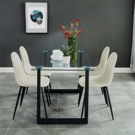 OLLY (Color: BLACK TABLE/BEIGE CHAIR)