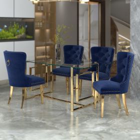 HUXLY (Color: GOLD TABLE/NAVY CHAIR)