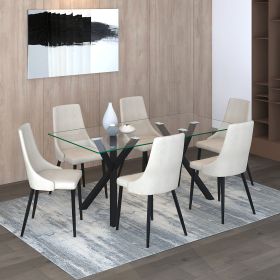 VELCI (Color: BLACK TABLE/BEIGE CHAIR)