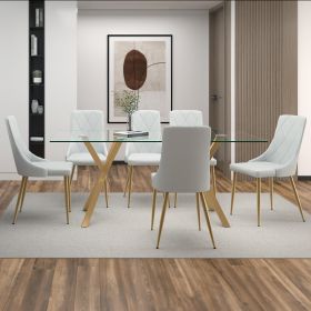 XANDER (Color: AGED GOLD TABLE/LIGHT GREY CHAIR)