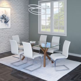 VELCI (Color: WALNUT TABLE/WHITE CHAIR)