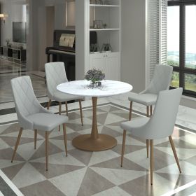 ZUNI (Color: WHITE AND AGED GOLD TABLE/GREY CHAIR)