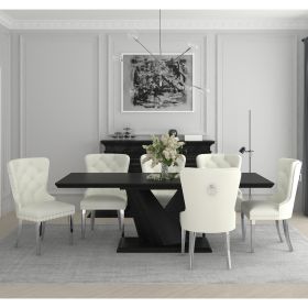 EROS (Color: BLACK TABLE/IVORY CHAIR)