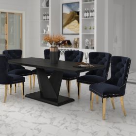 EROS (Color: BLACK TABLE/BLACK CHAIR)