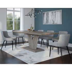 GAVIN (Color: OAK TABLE/BLACK AND GREY CHAIR)
