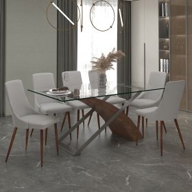 ZEVON (Color: WALNUT TABLE/LIGHT GREY CHAIR)