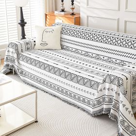Modern Style Four Seasons Universal Chenille Secret Line Sofa Towel (Option: Moroccan Lines Black-180x130cm)