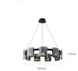 Modern Simple Glass Living Room Chandelier Bedroom Study Personality (Option: 9heads smoke grey-Tricolor light)