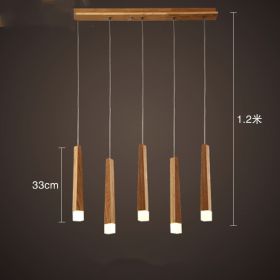 Nordic Solid Wood Matchstick Wooden Strip Pendant Light Post Modern Simplicity (Option: Ash wood 5heads-Tricolor light)