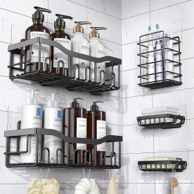 Stainless Steel Bathroom Rack Five-piece Suit (Option: Black-Five Piece Set)